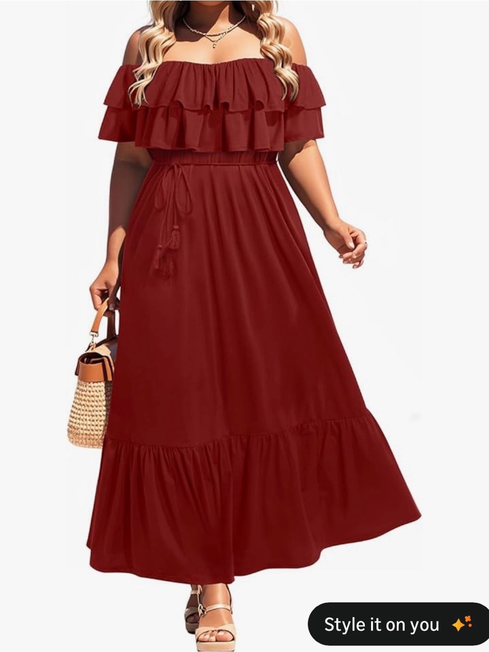 NWT Burgundy off the shoulder Maxi Dress size 22